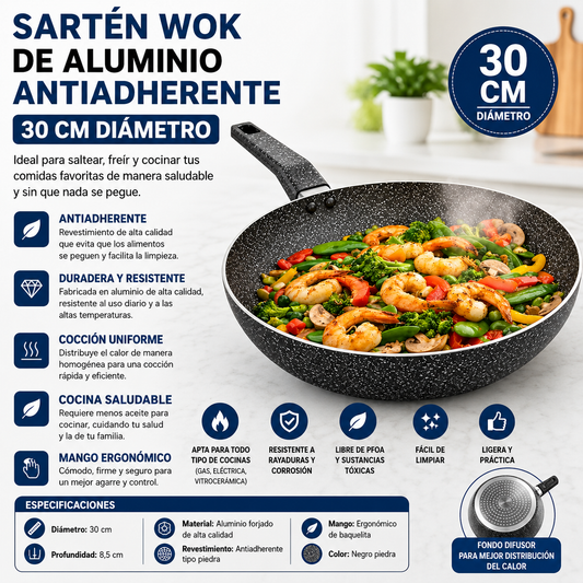 Sartén Wok de Piedra Antiadherente